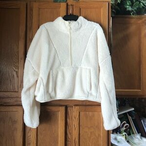 Aeropostale Sherpa Half Zip Cropped Teddy Jacket Cozy Warm - XL